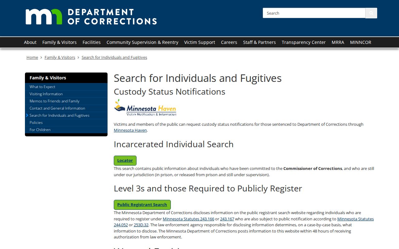 Traverse County record follow-up through the Minnesota DOC offender search page